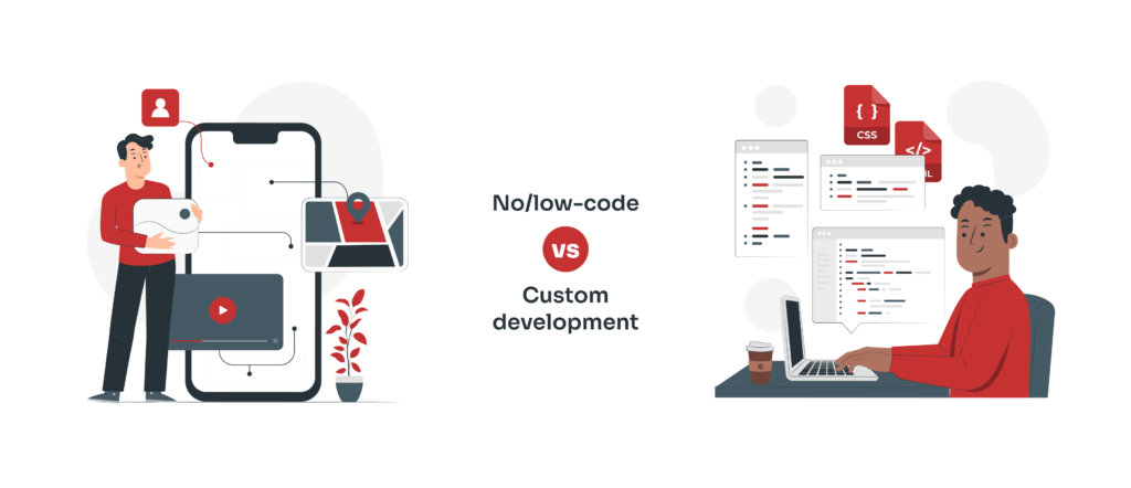 Ingen kode vs tilpasset utvikling